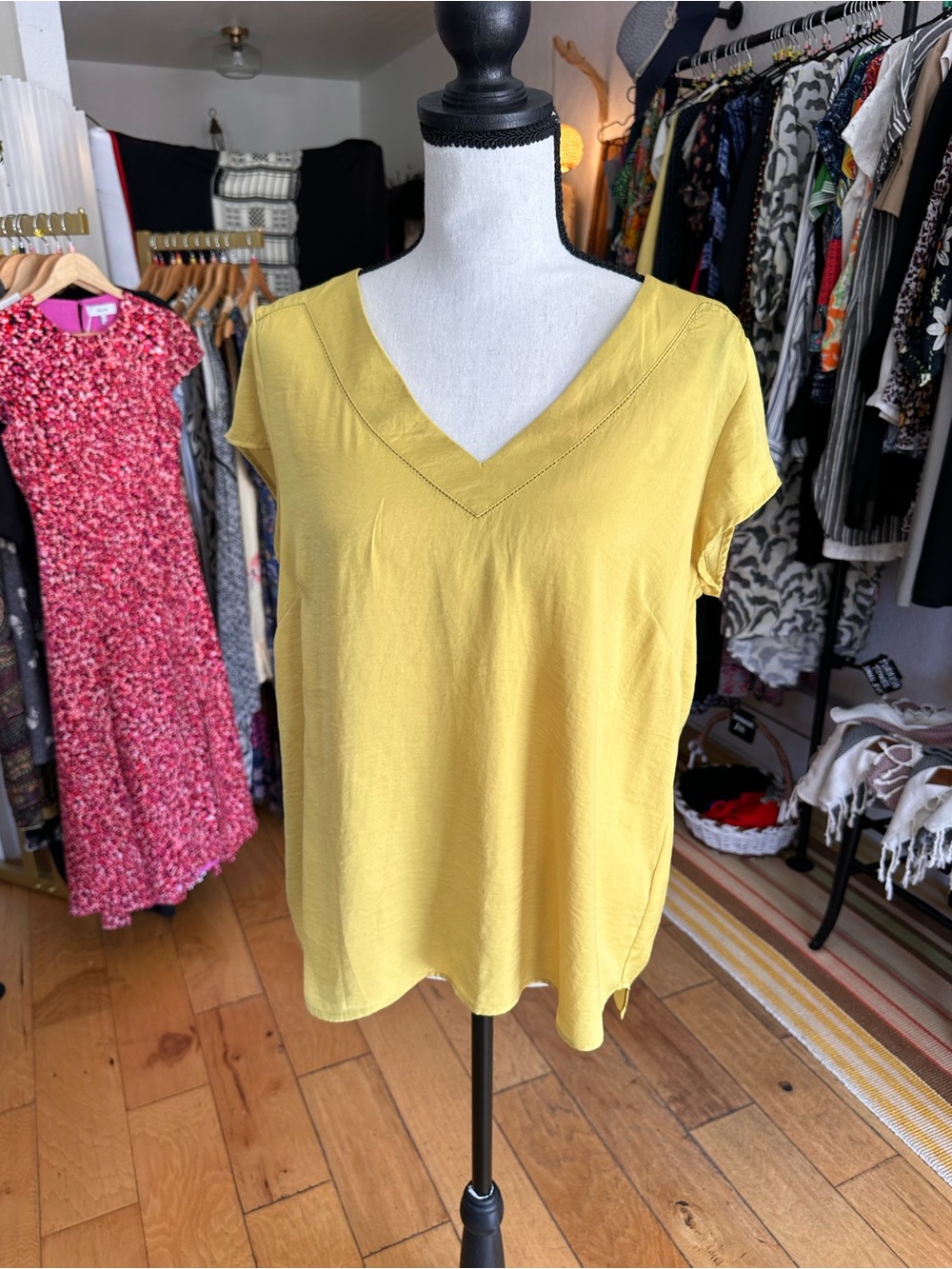H&M Mustard V-Neck Top